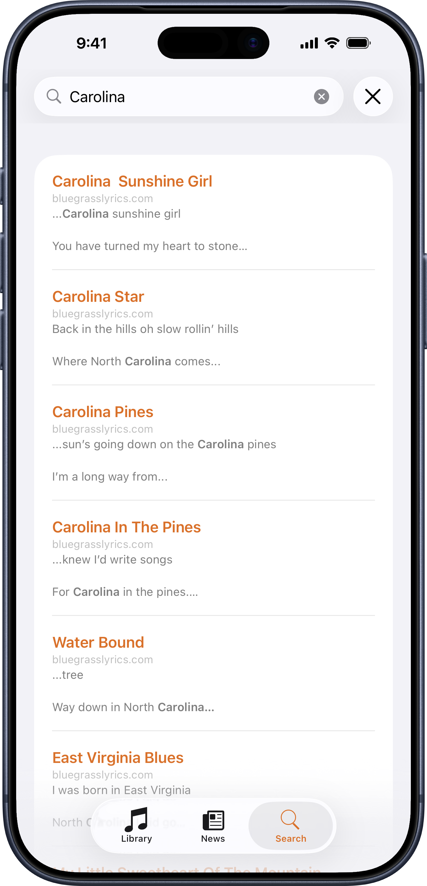 Web search for new songs
