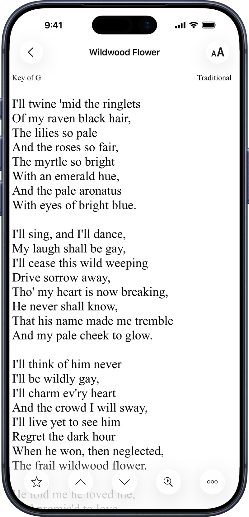 Song detail with chords and lyrics